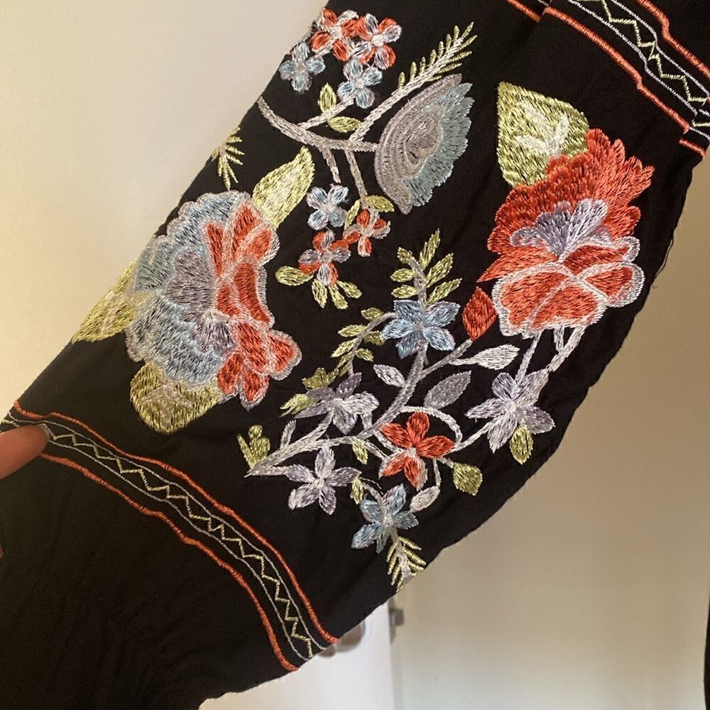 Free People Black Fleur Du‎ Jour Embroidered Mini Dress Size Extra Small - Picture 8 of 14